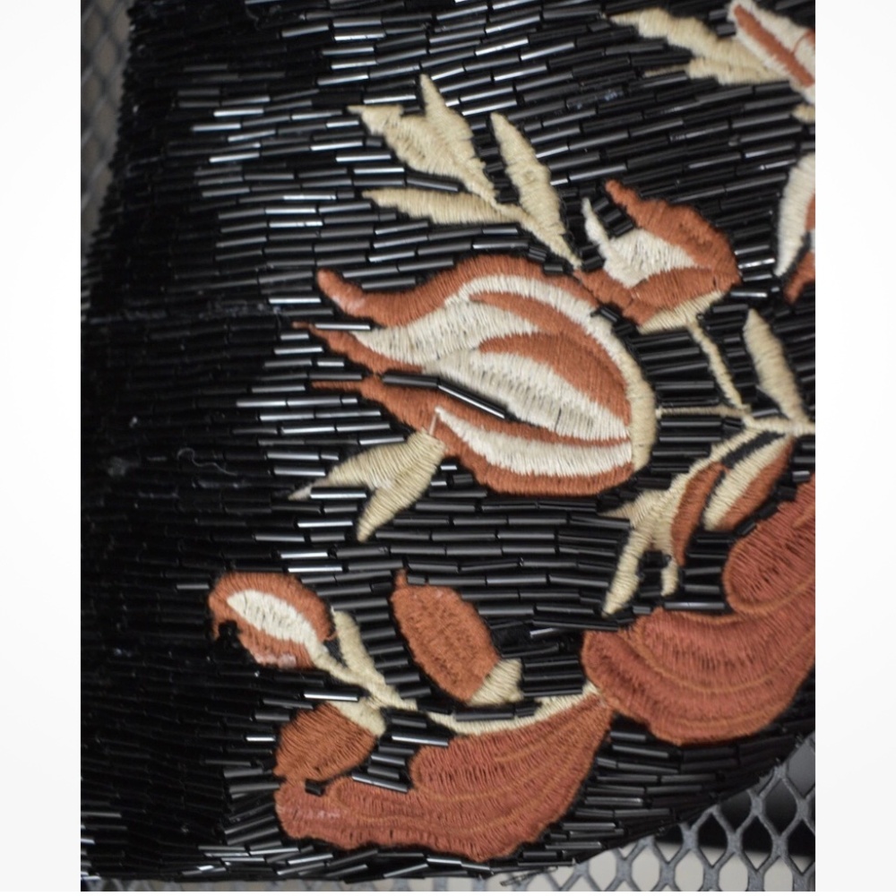 Free People Bugle Bead Clutch/ Sling Bag in Black Embroidered Combo NWT $128R - Picture 9 of 12